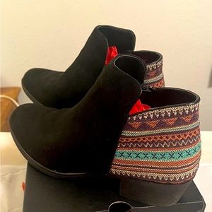 Black Suede/Aztec Ankle Booties size 9
